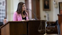 Prosecutor Leah Graham questions witness Justin Gordon on Day 8 of the Ken Paxton impeachment trial, Thursday, Sept. 14, 2023, in Austin, Texas.