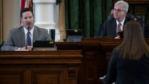 Defense attorney Allison questions witness Justin Gordon on Day 8 of the Ken Paxton impeachment trial, Thursday, Sept. 14, 2023, in Austin, Texas.