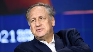 Adam Aron, chairman and CEO of AMC Entertainment, listens during the Milken Institute Global Conference in Beverly Hills, California, on Oct. 18, 2021.