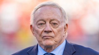 October 8, 2023; Santa Clara, California, USA; Dallas Cowboys owner Jerry Jones before the game against the San Francisco 49ers at Levi’s Stadium. Mandatory Credit: Kyle Terada-USA TODAY Sports
