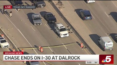 Chase ends on Interstate 30 at Dalrock, highway closed