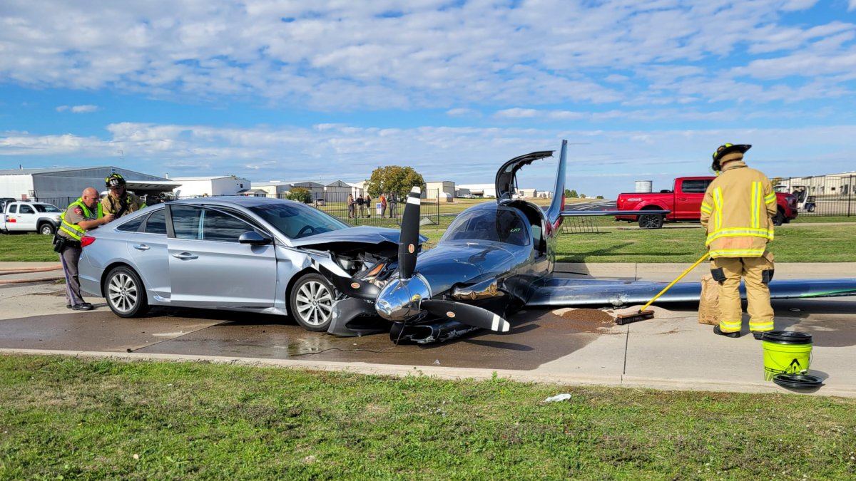 Small plane crashes into car during emergency landing in North