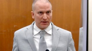 In this image taken from video, former Minneapolis police Officer Derek Chauvin addresses the court at the Hennepin County Courthouse, June 25, 2021, in Minneapolis.