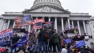 Protesters gather outside the U.S. Capitol on Jan. 6, 2021 in Washington, DC.