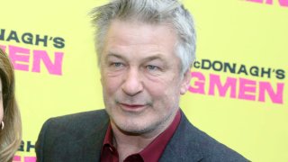 Alec Baldwin poses at the opening night of the new play “Hangmen” on Broadway at The Golden Theatre on April 21, 2022 in New York City.