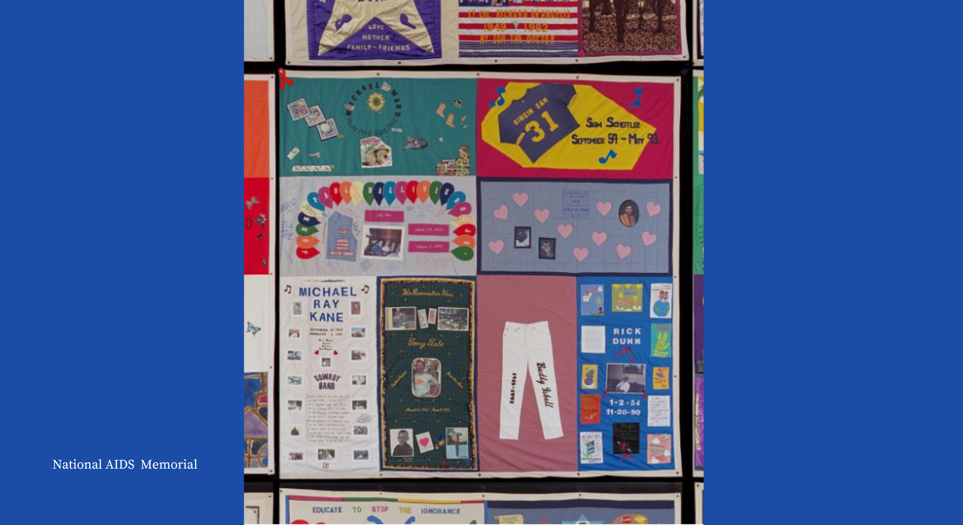 Panel of AIDS Memorial Quilt on display at UT Arlington