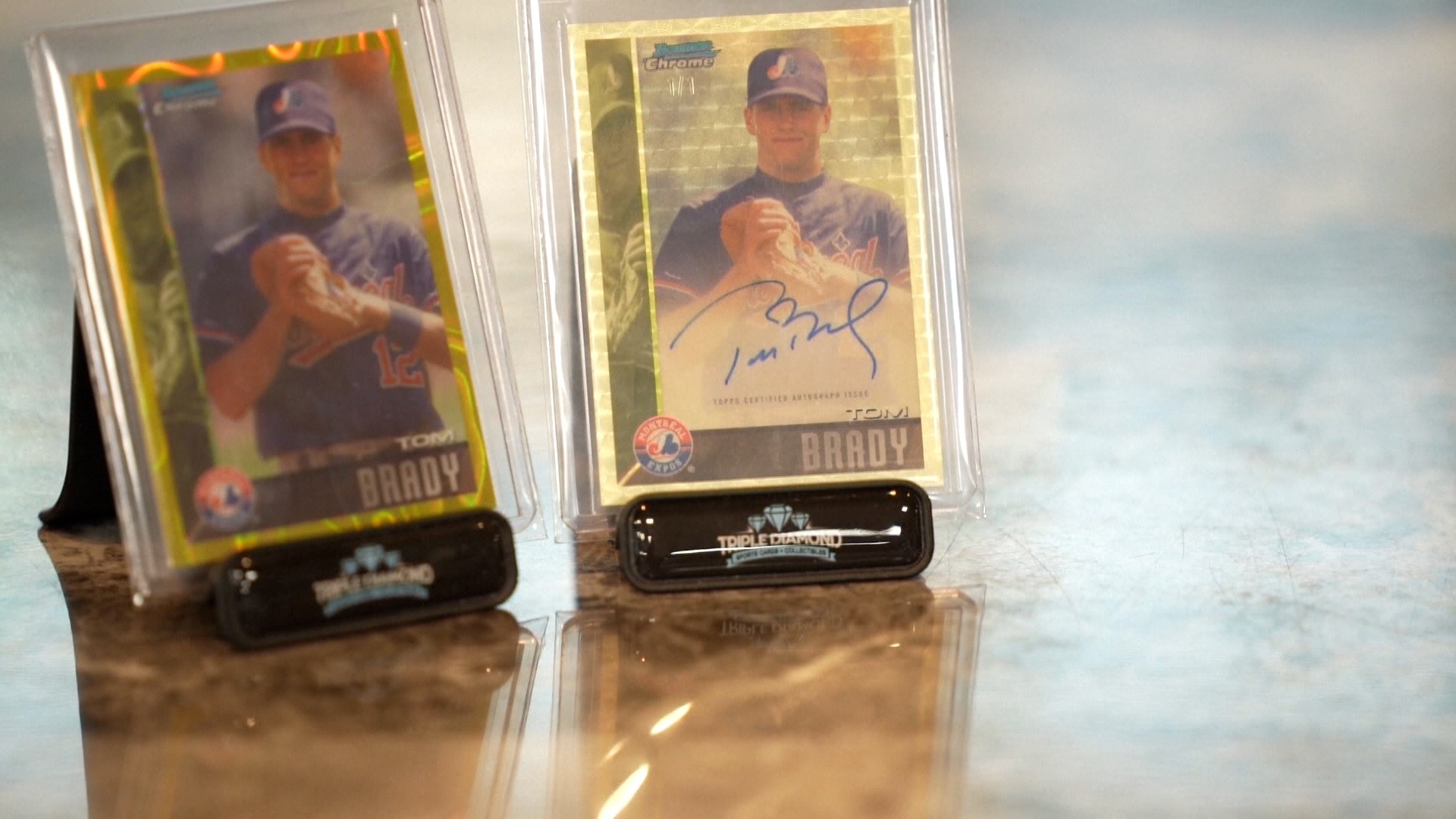 WATCH: The moment a rare autographed Tom Brady baseball card is found