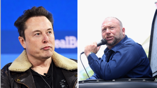 Elon Musk (L) and Alex Jones (R)