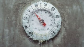 Ice-covered thermometer.