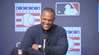 Adrian Beltre talks about being elected into the National Baseball Hall of Fame, Jan. 24, 2024, in Arlington, Texas.