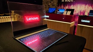 Lenovo’s concept laptop has a see-through screen.