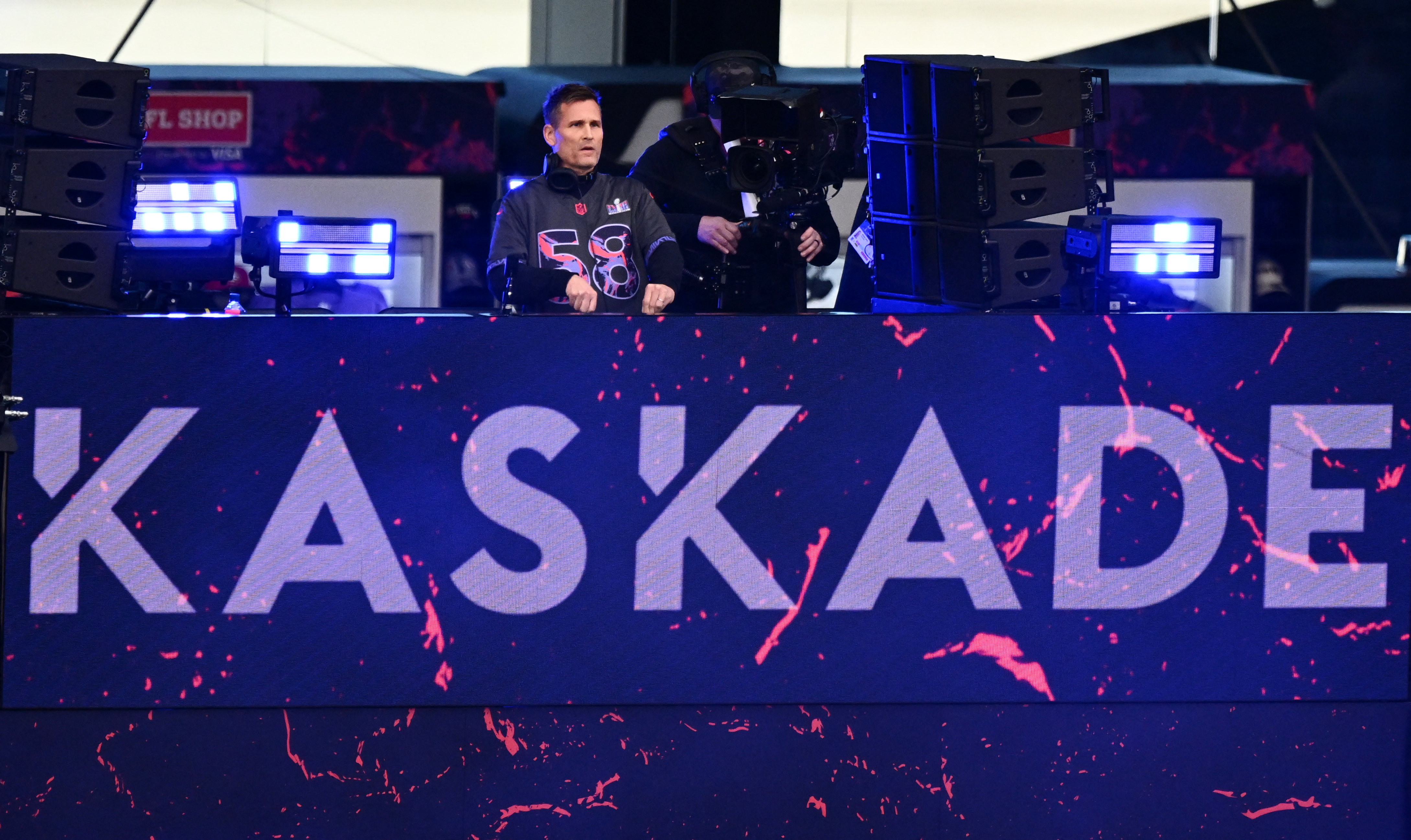 DJ and music producer Kaskade spins ahead of Super Bowl LVIII between the Kansas City Chiefs and the San Francisco 49ers at Allegiant Stadium in Las Vegas, Nevada, February 11, 2024.<br><em>(Getty Images)</em>