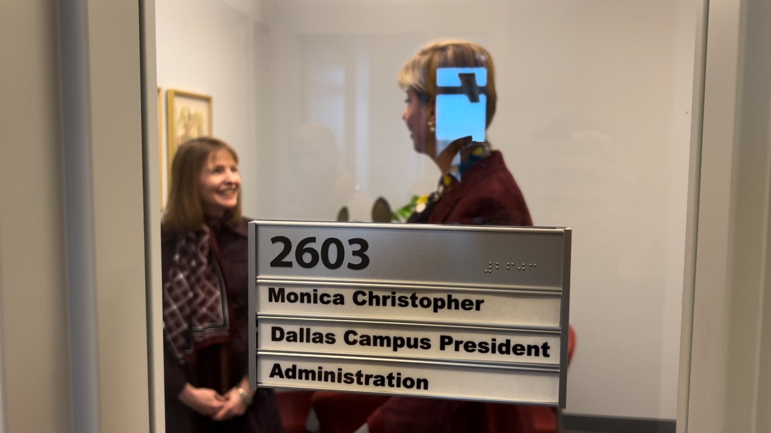 TWU’s inaugural president Monica Christopher sees her new office at TWU