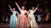 Stephanie Jae Park, Ta'Rea Campbell and Paige Smallwood in the national tour of Hamilton