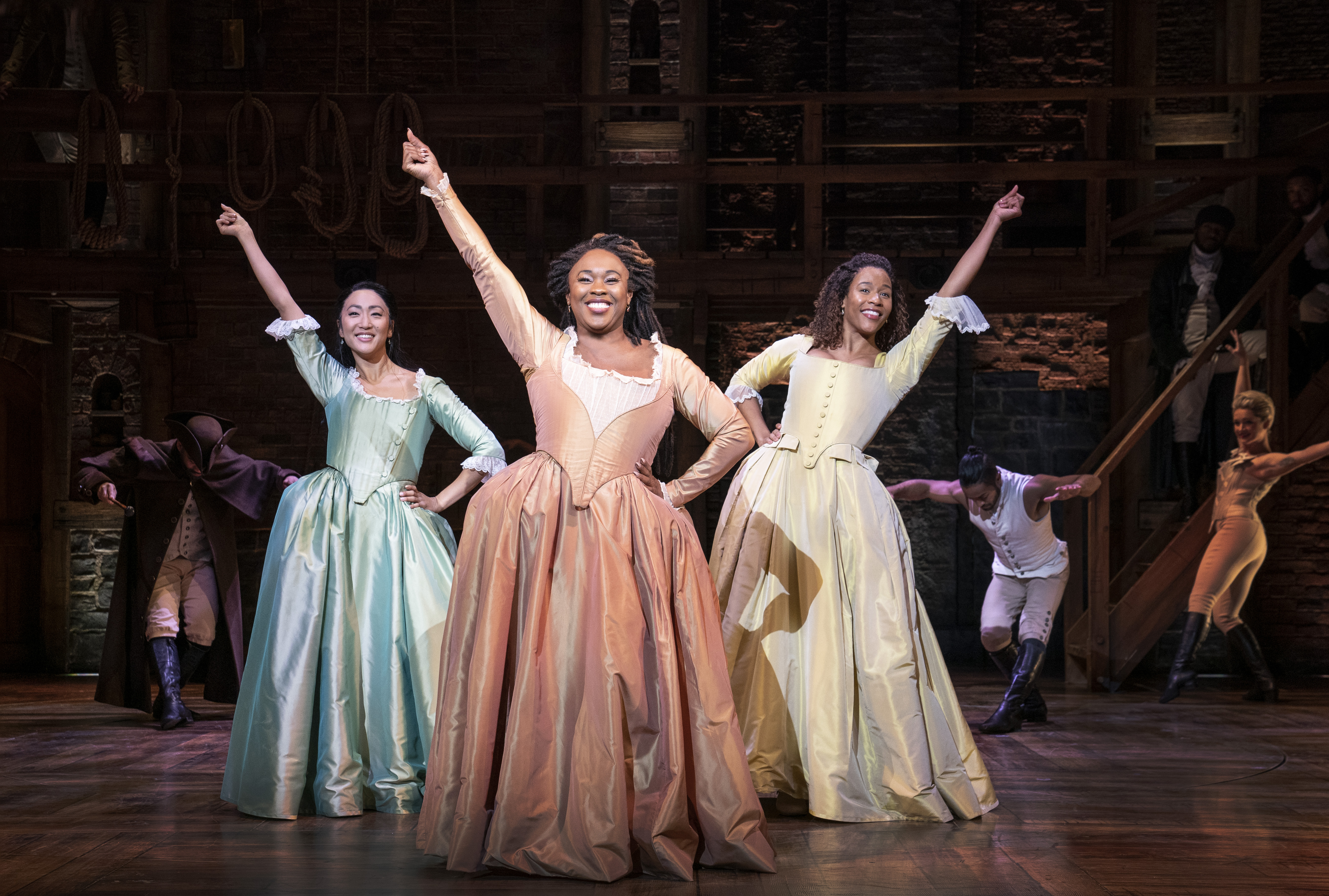 Stephanie Jae Park, Ta'Rea Campbell and Paige Smallwood in the national tour of Hamilton Broadway Dallas