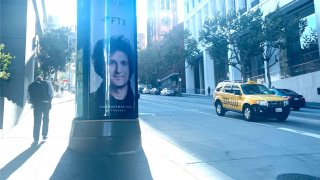 Samuel Bankman-Fried’s poster in downtown San Francisco.