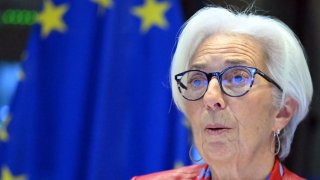 BRUSSELS, BELGIUM – NOVEMBER 27: Christine Lagarde, President of the European Central Bank speaks during the European Parliament’s Committee on Economic and Monetary Affairs (ECON) meeting in Brussels, Belgium on Nevember 27, 2023. (Photo by Dursun Aydemir/Anadolu via Getty Images)