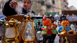 A woman shops for decorations for the Muslim holy month of Ramadan at a shop in Beirut, Lebanon, Saturday, March 9, 2024. (AP Photo/Bilal Hussein)