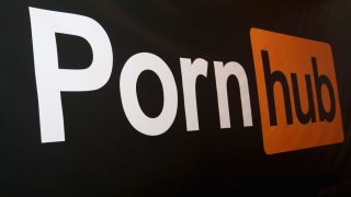 Pornhub logo on January 24, 2018 in Las Vegas, Nevada.