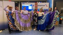 Mexican Folklorico dancers took part in the celebration at Dallas-Fort Worth International Airport on Thursday, March 28, 2024, as American Airlines celebrated beginning service to Tulum.