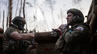 A Ukrainian serviceman from the Azov brigade