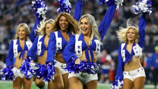 ARLINGTON, TEXAS – DECEMBER 30: The Dallas Cowboys Cheerleaders perform during the game against the Detroit Lions at AT&T Stadium on December 30, 2023 in Arlington, Texas.