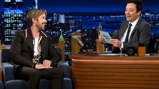 Ryan Gosling during an interview with host Jimmy Fallon