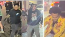(L-R) Suspect #1: (Shooter) - Hispanic man, black Nike shirt; Suspect #2: (Fighter): Hispanic woman, black shirt; Suspect #3: (Fighter) - Black man, yellow shirt