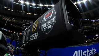 ESPN college football broadcast camera on display prior to the All State Sugar Bowl playoff game between the Texas Longhorns and the Washington Huskies on Monday, January 1, 2024 at Caesars Superdome in New Orleans, LA.