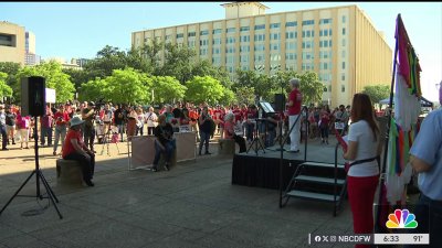 Demonstrators gather outside of NRA Convention in Dallas