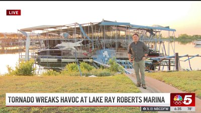 Tornado tosses boats and damages buildings at Lake Ray Roberts Marina