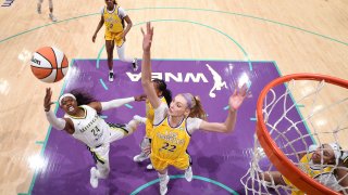 LOS ANGELES, CA – MAY 26: Arike Ogunbowale #24 of the Dallas Wings goes to the basket during the game against the Los Angeles Sparks on May 26, 2024 at the Crypto.Com Arena in Los Angeles, California. NOTE TO USER: User expressly acknowledges and agrees that, by downloading and/or using this Photograph, user is consenting to the terms and conditions of the Getty Images License Agreement. Mandatory Copyright Notice: Copyright 2024 NBAE (Photo by Juan Ocampo/NBAE via Getty Images)