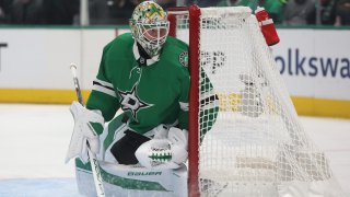 Jake Oettinger #29 of the Dallas Stars