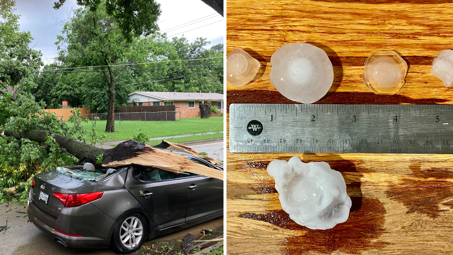 Photos show damage after hurricane-force winds, hail and heavy rain whip North Texas
