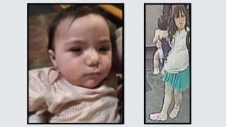 Left: An undated image of an infant who was abandoned at a Lomita store. Right: A surveillance footage still of the woman who allegedly left the baby.