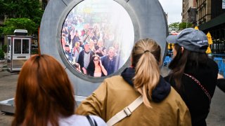The livestream video portal connecting Manhattan’s Flatiron District with a portal in Dublin on May 10.