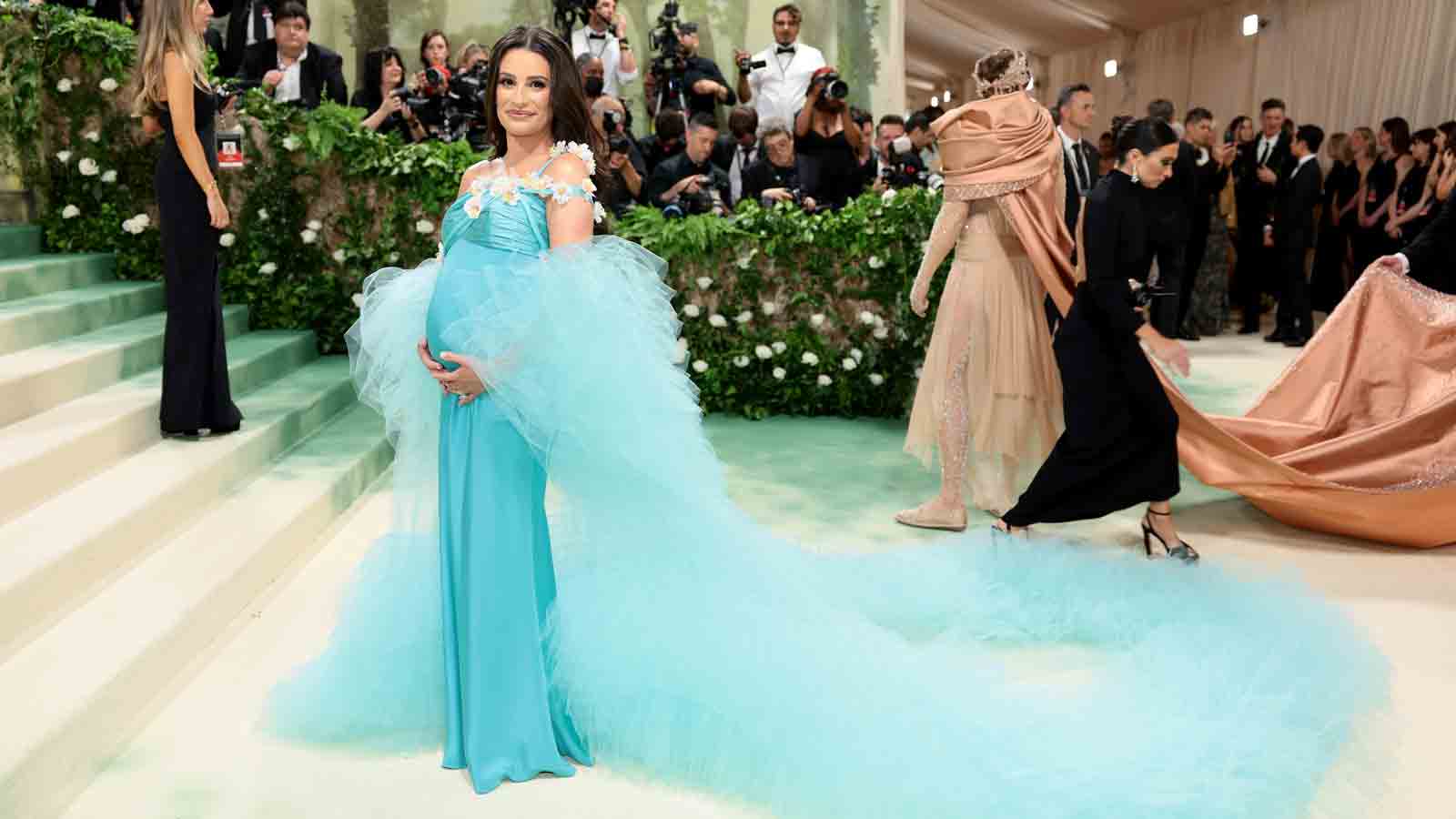 Lea Michele shows off baby bump at Met Gala
