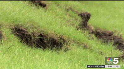 Saturated land leads to erosion problems at a dam in Rockwall County
