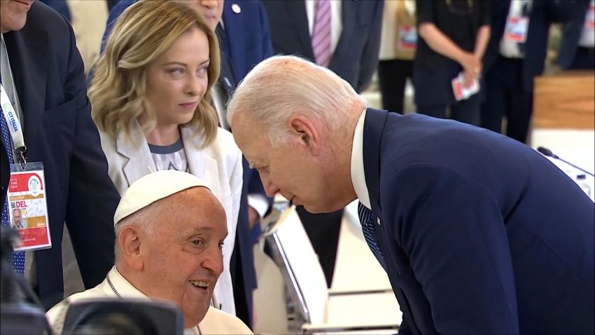 Joe Biden talks to Pope Francis