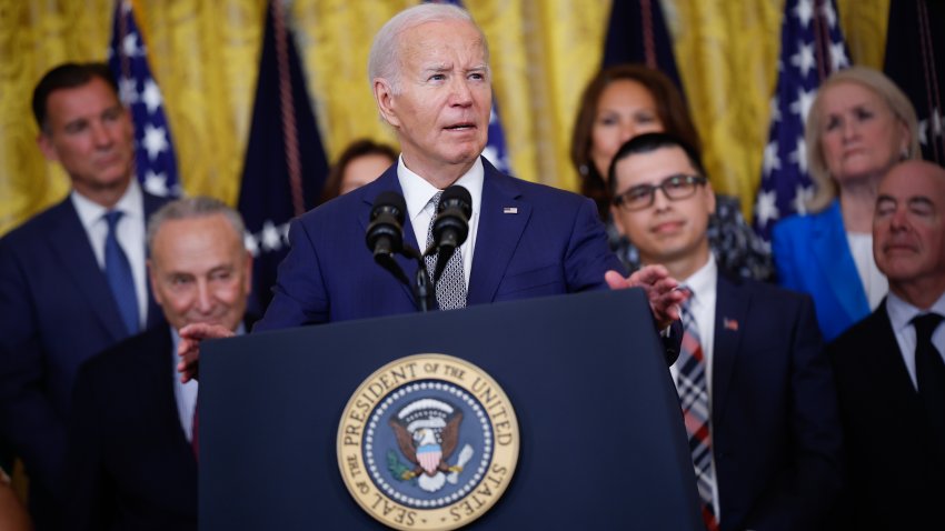 President Joe Biden delivers remarks at an event marking the 12th anniversary of the Deferred Action for Childhood Arrivals (DACA) program in the East Room at the White House on June 18, 2024 in Washington, DC.