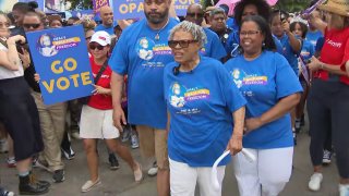 Opal Lee walks in ‘Opal’s Walk for Freedom’ in Fair Park on Juneteenth