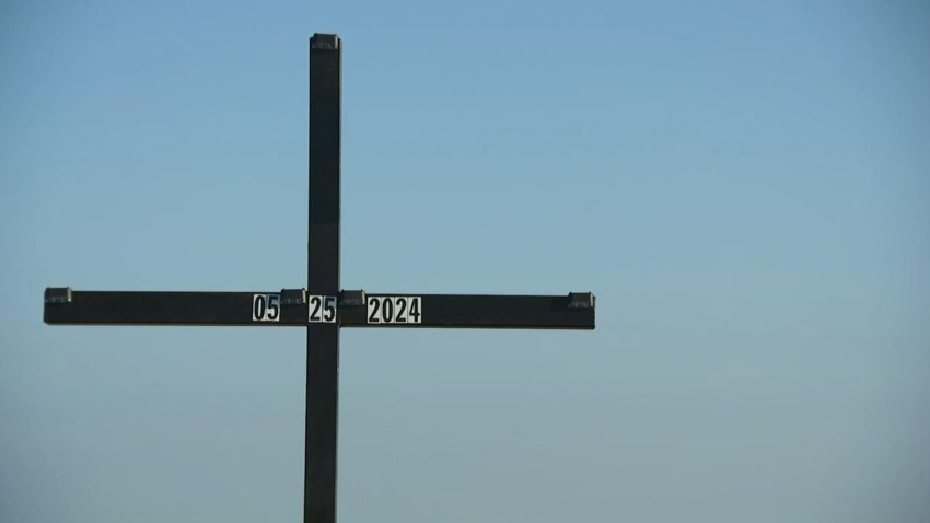 A cross has been erected in Valley View to commemorate the seven lives lost after deadly tornadoes tore through the area on overnight Saturday 5/25/24.