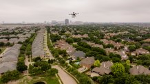 A drone delivers Subway sandwiches in Frisco, Texas.