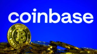 Photo Illustrating Coinbase in Suqian, Jiangsu Province, China on June 6, 2023 (Photo Illustration by Costfoto/NurPhoto via Getty Images)