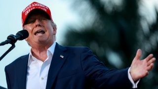 Former President Donald Trump speaks during his campaign rally at the Trump National Doral Golf Club on July 09, 2024 in Doral, Florida. 