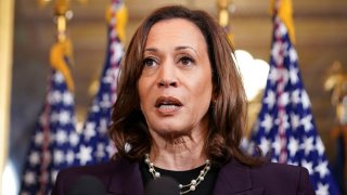 U.S. Vice President Kamala Harris delivers remarks at a press conference following a meeting with Israeli Prime Minister Benjamin Netanyahu in Washington, D.C., U.S., July 25, 2024. 