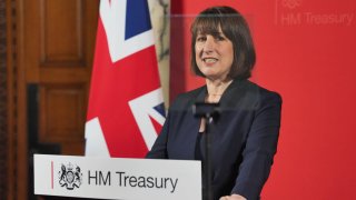 Chancellor Rachel Reeves gives a speech at the Treasury on July 8, 2024 in London, England.