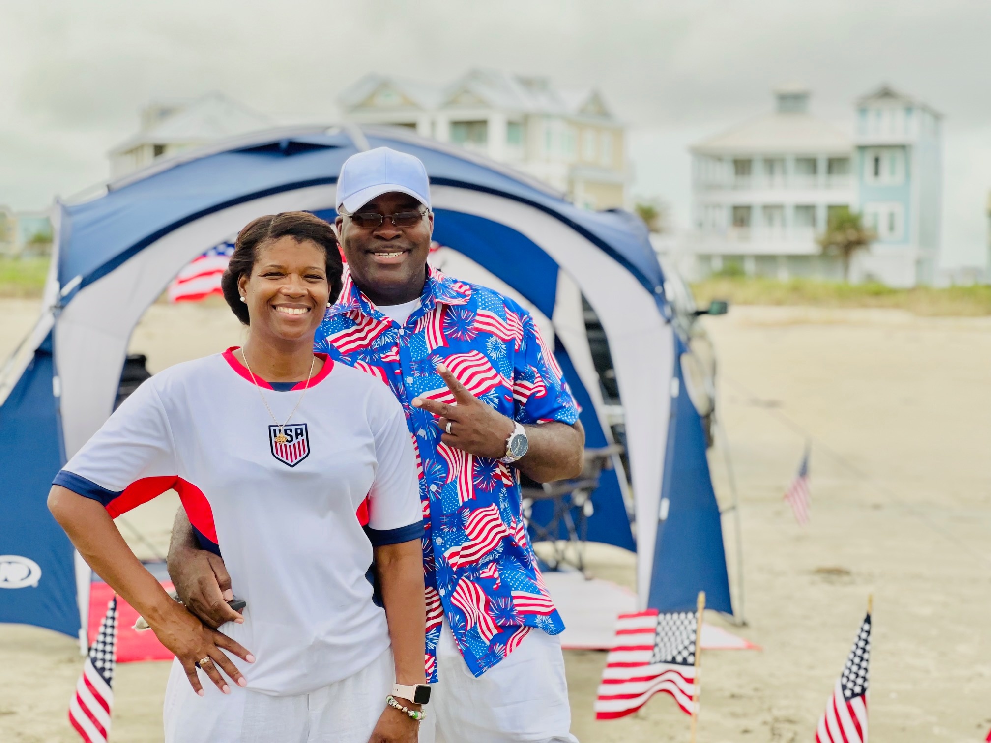 Good day NBC DFW, you guys asked for 2024 Olympics watch party photos and we’ll do as requested! 😀
My wife Shay and I on the beach in Galveston; we watched the historic Opening Ceremony early and will be cheering for Team USA the next two weeks! 🇺🇸🇺🇸🇺🇸
#LetsGoTeamUSA🇺🇸<br />
Marv & Shay Bonner
Sent from Marv’s iPhone SE