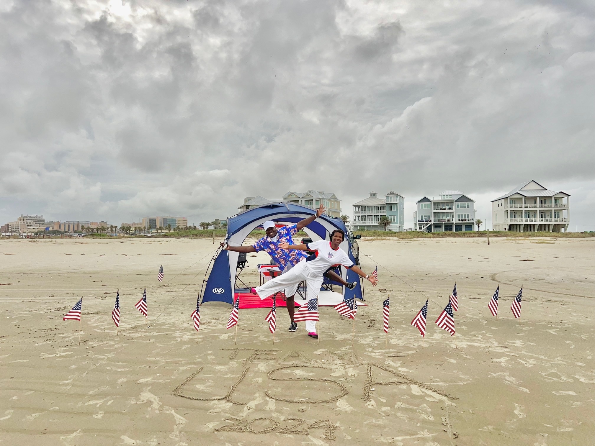 Good day NBC DFW, you guys asked for 2024 Olympics watch party photos and we’ll do as requested! 😀
My wife Shay and I on the beach in Galveston; we watched the historic Opening Ceremony early and will be cheering for Team USA the next two weeks! 🇺🇸🇺🇸🇺🇸
#LetsGoTeamUSA🇺🇸<br />
Marv & Shay Bonner
Sent from Marv’s iPhone SE