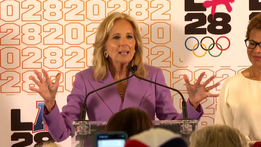 Jill Biden speaks at the Paris Olympics